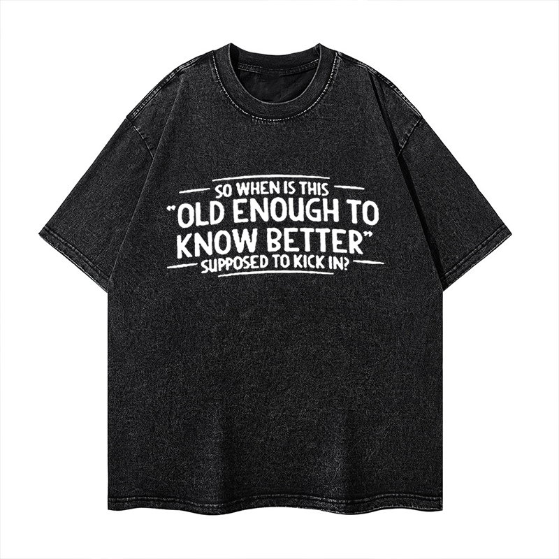 So When Is This Old Enough To Know Better Supposed To Kick In? Washed T-shirt ctolen
