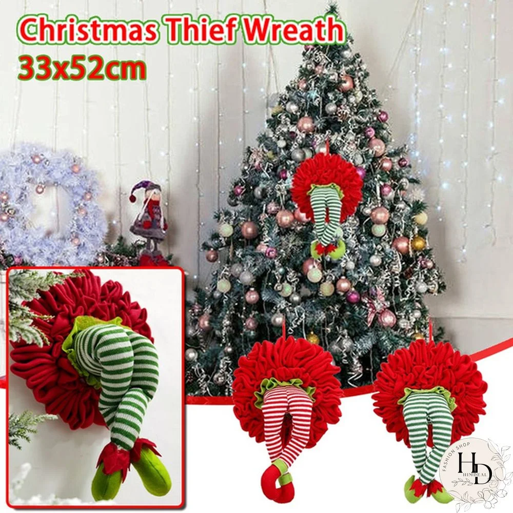 How The Grinch Stole Christmas Wreath Xmas Thief Stole Santa Garland Thief Wreath 33CM