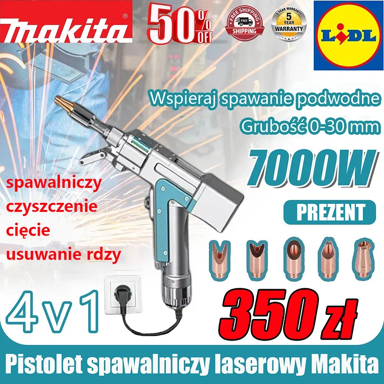 🚀 Ostatni dzień specjalnej oferty! Makita 7000W Innowacyjny przenośny pistolet spawalniczy laserowy 4w1 (spawanie + czyszczenie + cięcie + usuwanie rdzy)