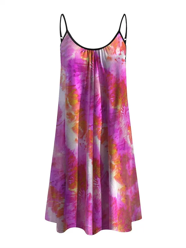 Mini Print Fashion Modern Geometric Spaghetti straps Dress Wear Womens Summer Spring