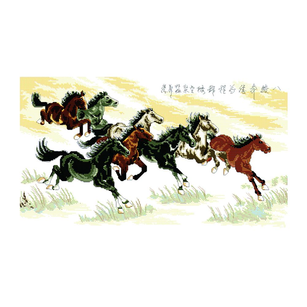 

Eight Horses - 14CT Stamped Cross Stitch - 59*37cm, 501 Original