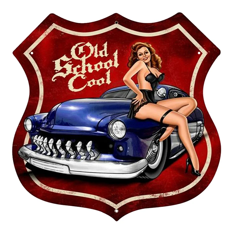 Sexy voiture ladypub - bouclier vintage enseignes en étain / enseignes en bois - 11.8x11.8in