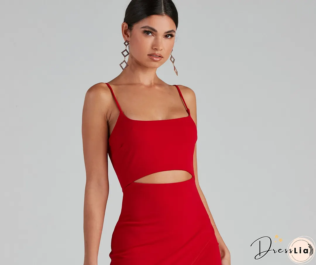 In The Club Charming Square Neck Cutout Dress