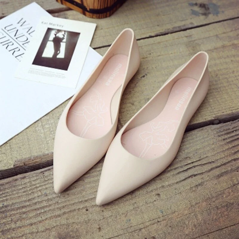 2020 Women Pointed Toe Flat Spring Ladies Slip on Office Career Red Shoe Shallow Female Casual Fashion Comfortable Jelly Shoes