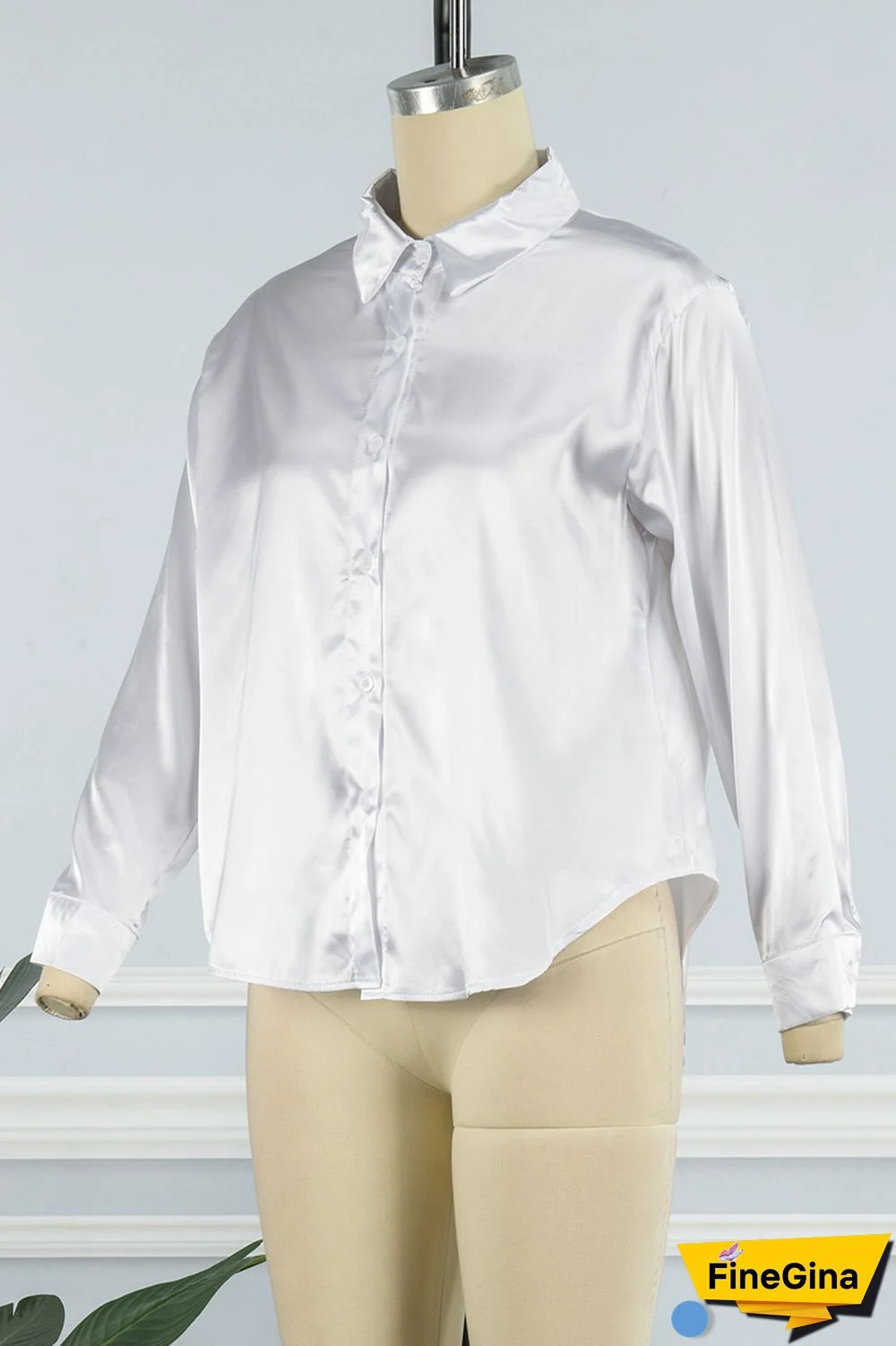 Green Casual Solid Basic Shirt Collar Tops