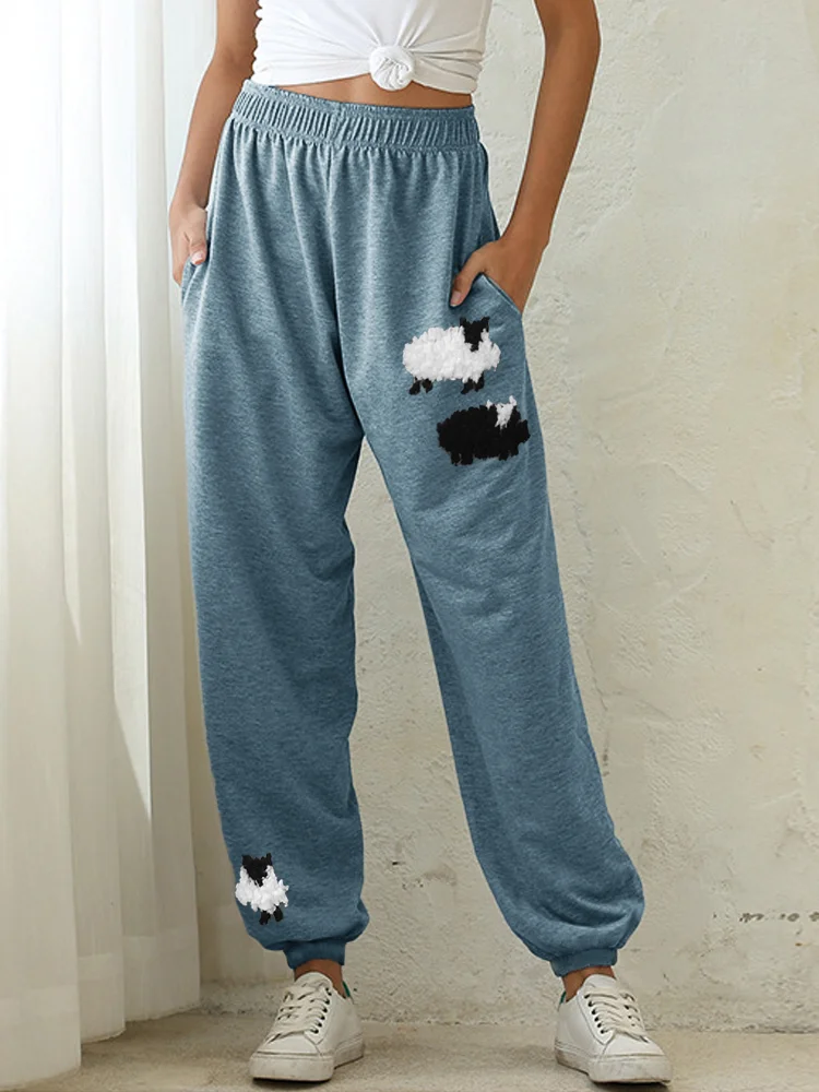 Comstylish Fuzzy Sheep Fleece Cozy Sweatpants