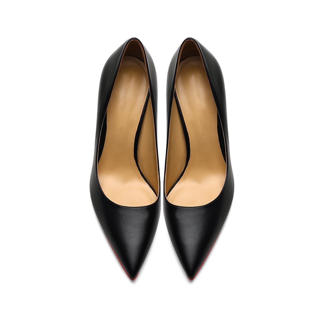 50mm Women's Low Heel Kittens Pointed Toe Casual Slip On Matte Red Bottoms Pumps-vocosishoes
