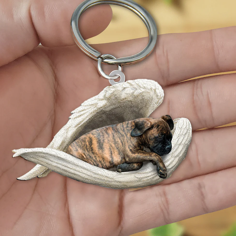 VigorDaily Sleeping Angel Acrylic Keychain Brindle Boxer SA154