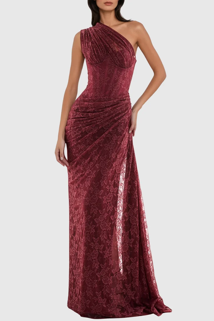 Zelma Lace One Shoulder Corset Maxi Dress