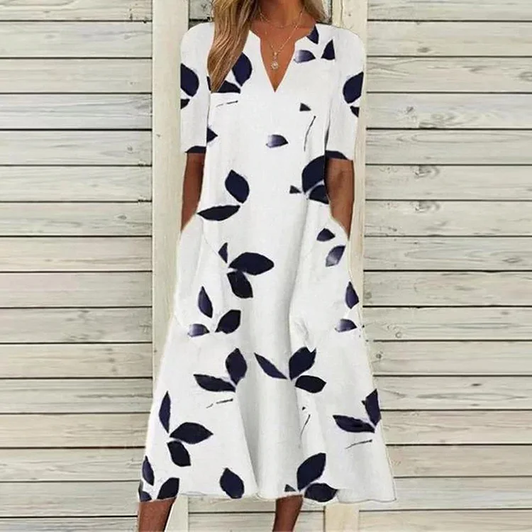 Casual Long sleeve Button Print White Floral Dress