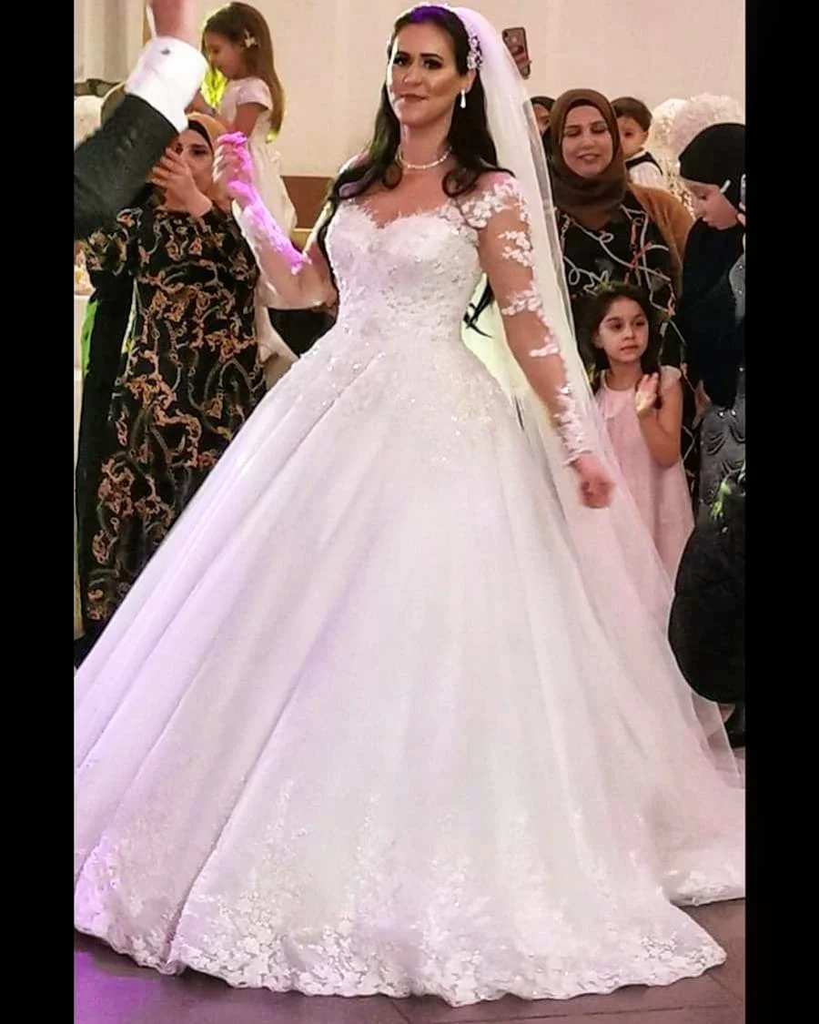 Exquisite Floor Length Sweetheart Long Sleeves A-Line Sequined Wedding Dress main image 0