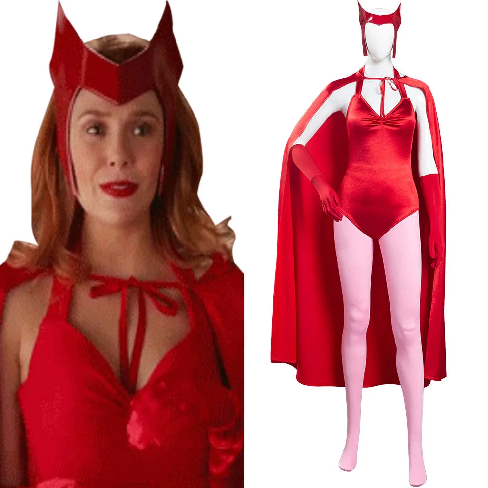 Wanda Vision Halloween Carnival Suit Scarlet Witch Wanda Maximoff Women Jumpsuit Outfit Cosplay Costume