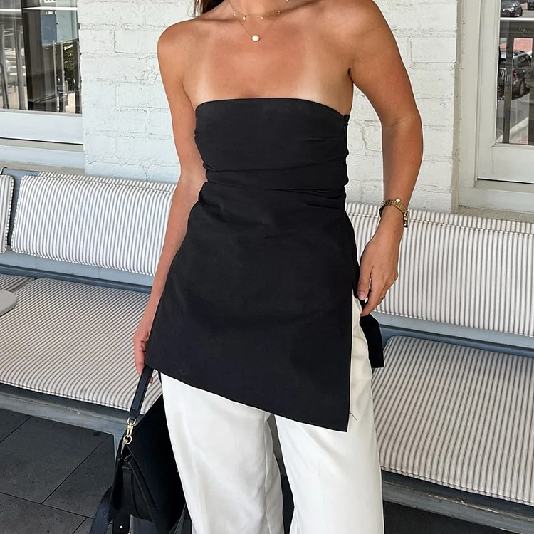 Cotton And Linen Waist Slimming Sexy Tube Top