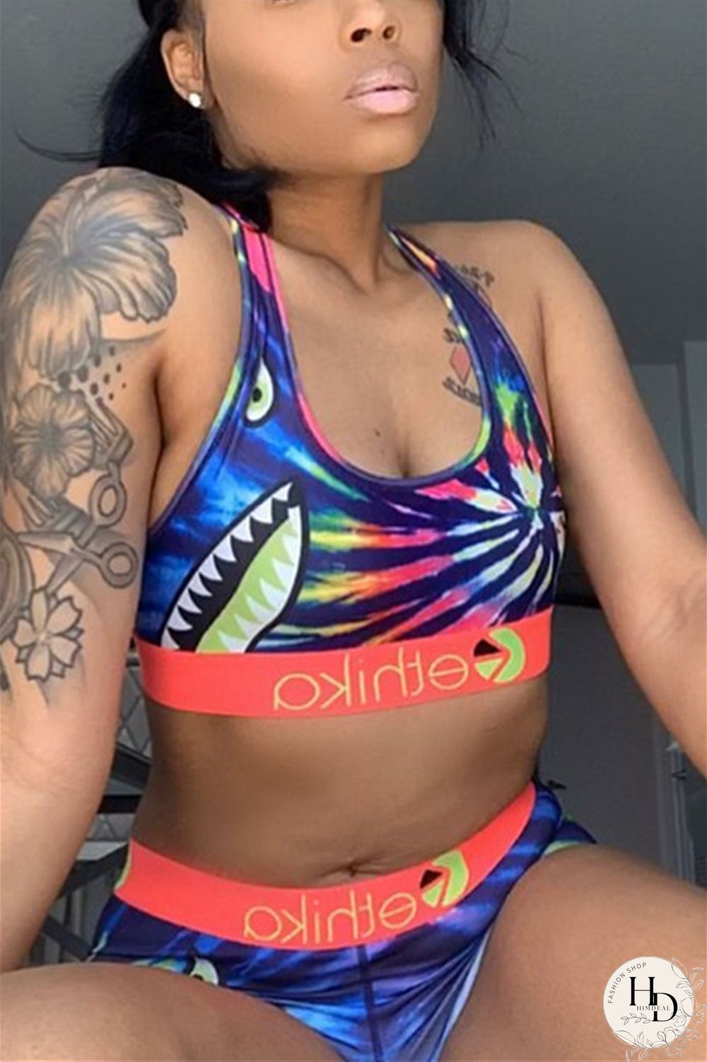 Red Fashion Sexy Printed Vest Shorts Set