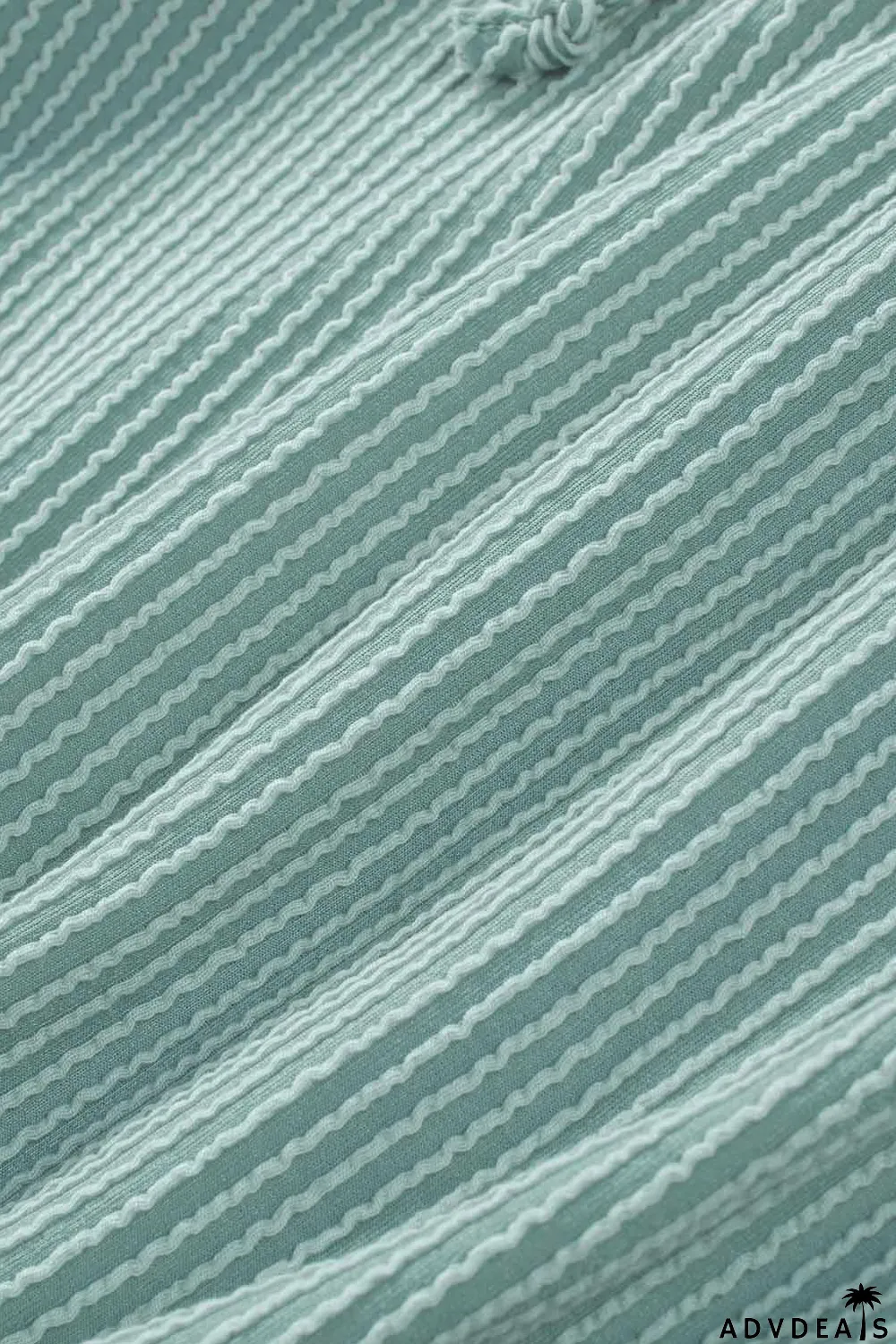 Green Loose Fit Ribbed V Neck Hoodie