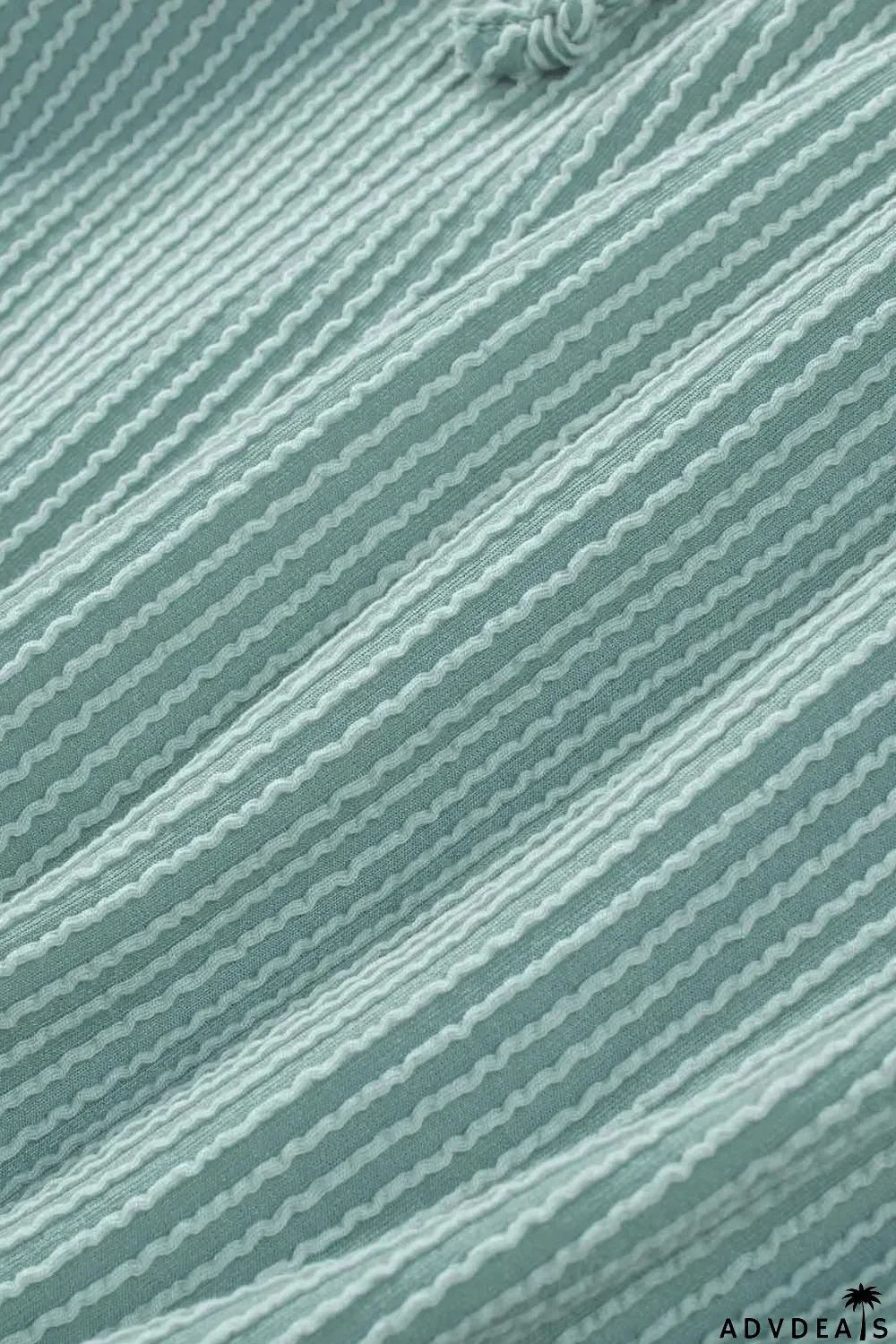 Green Loose Fit Ribbed V Neck Hoodie