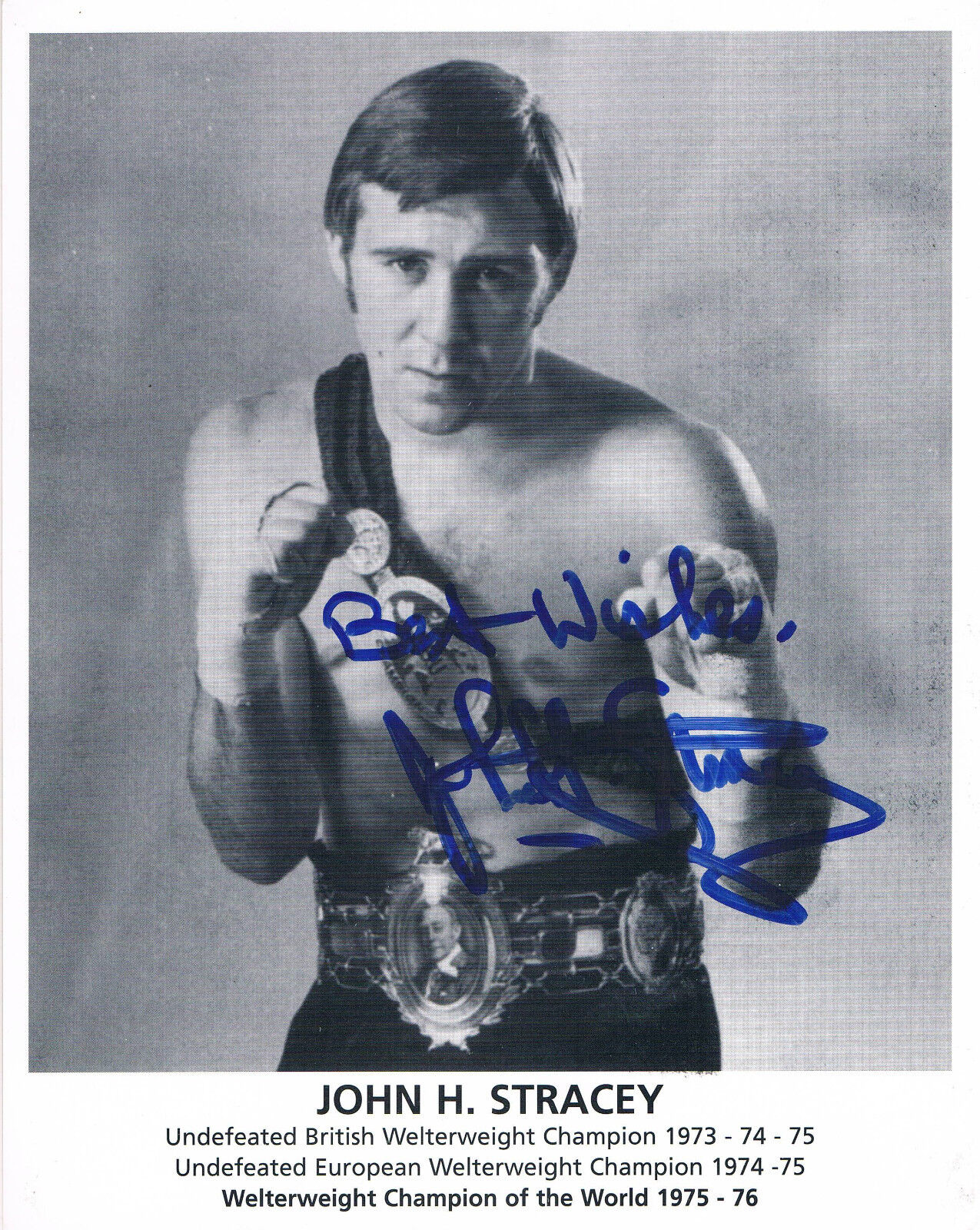 John H. Stracey 1950- genuine autograph 8x10