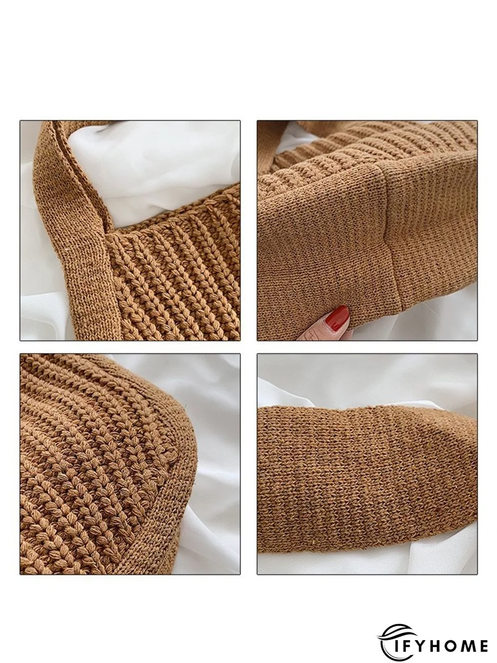 Solid Color Knit Large Capacity Shoulder Bag | IFYHOME