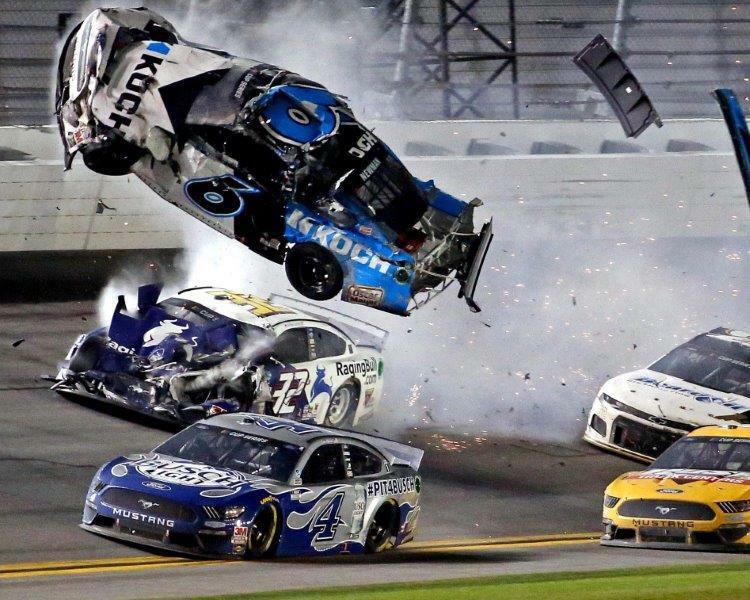 RYAN NEWMAN 2020 Daytona 500 Wreck Glossy NASCAR 8 x 10 Photo Poster painting Poster Man Cave