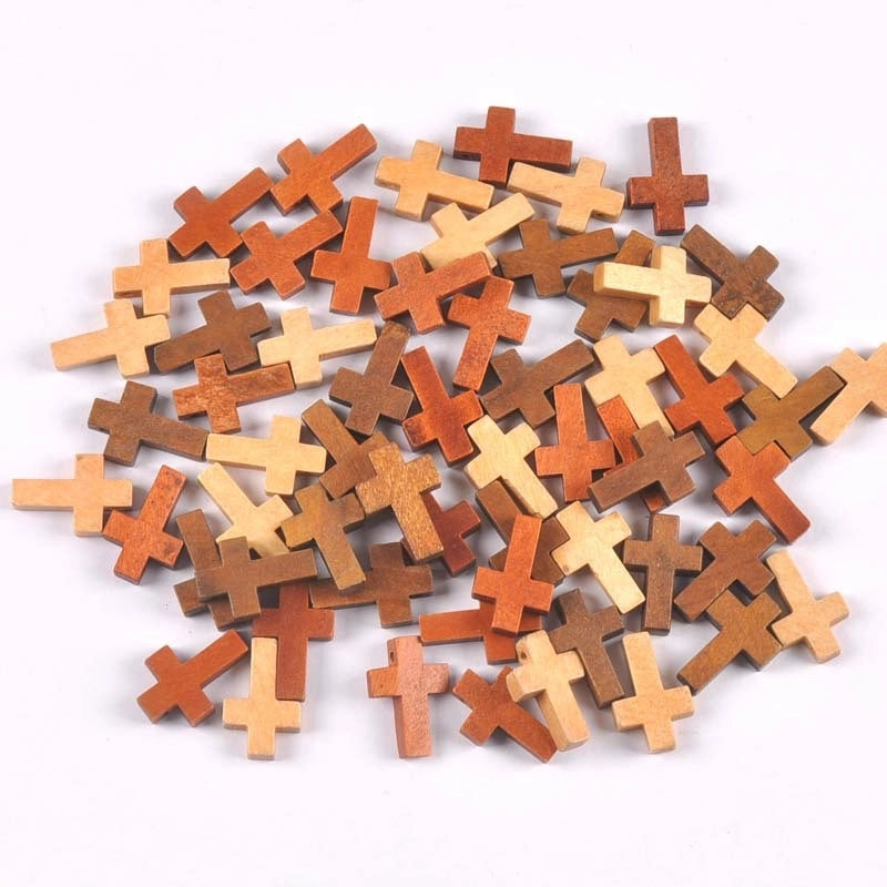 5 Pieces Wooden Perforated Cross Beaded Bracelet Necklace Accessories 50/Pack For Designed