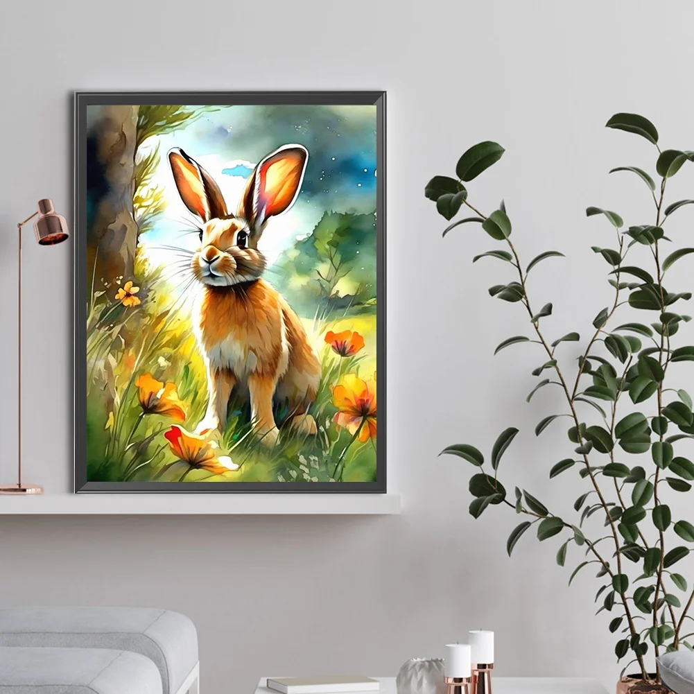 Full Round Diamond Painting 30*40cm - Rabbit In The Forest