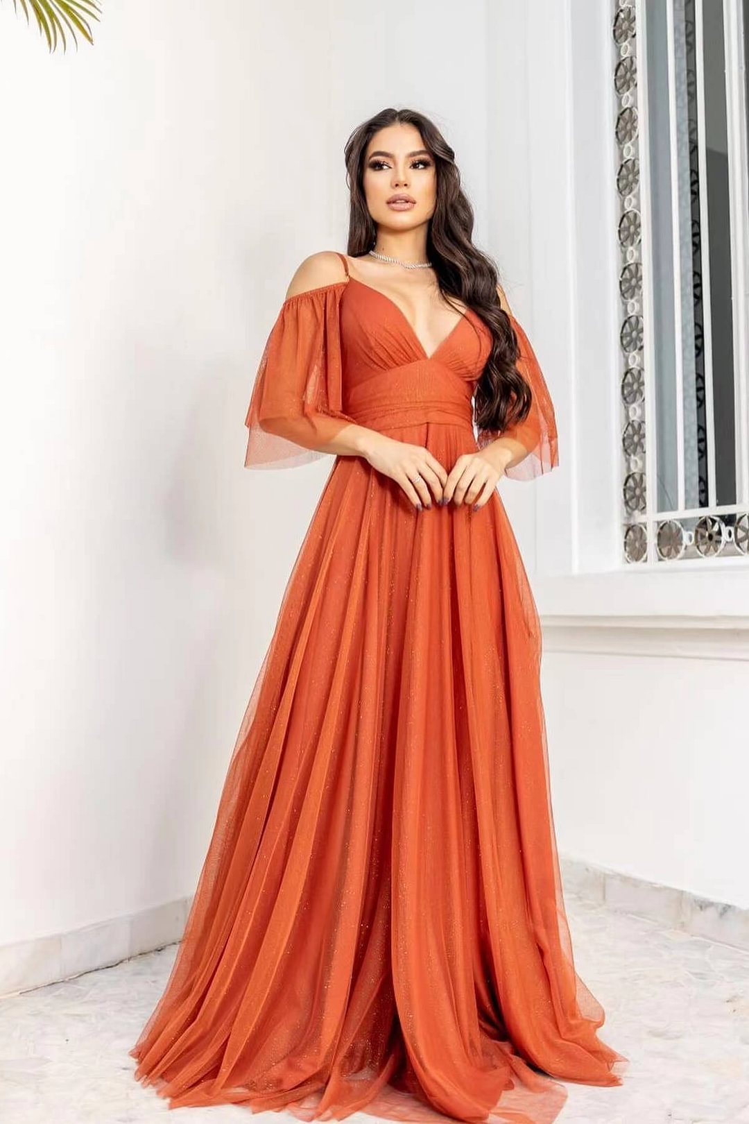 Spaghettiträger böhmischer Tüll Ballkleid A-Linie ED0136 Lunass