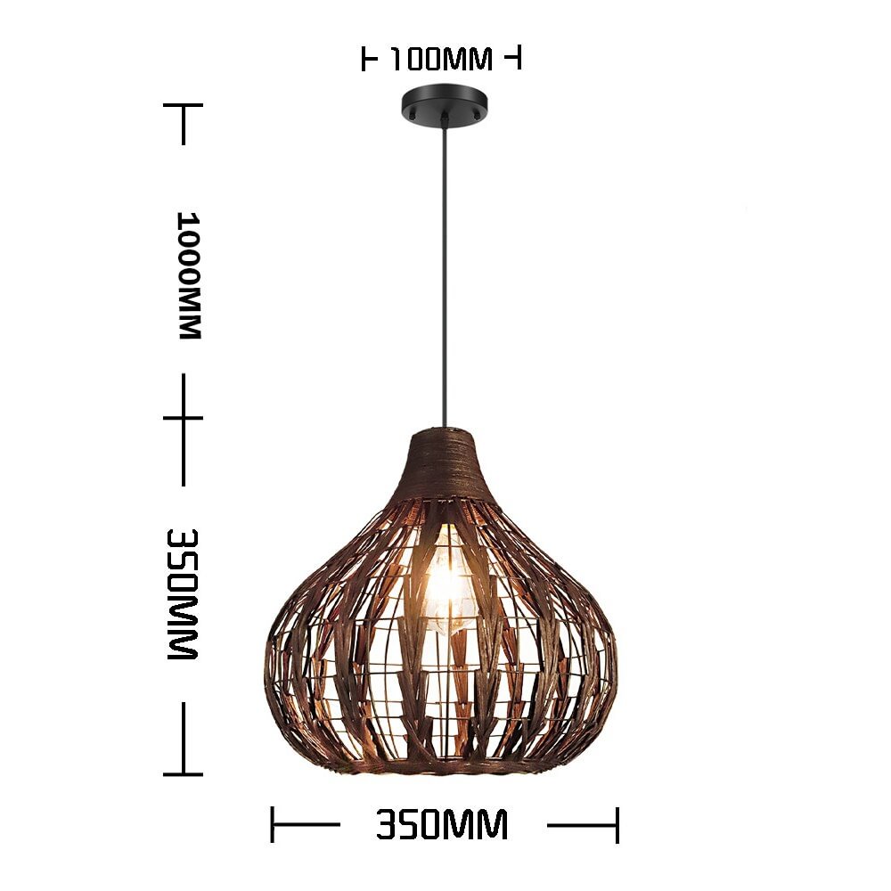 Loft Industrial Hand-woven Rattan Lampshade LED Pendant Lights Creative Restaurant Cafe Store Decor Hanging Lamp Indoor Lighting