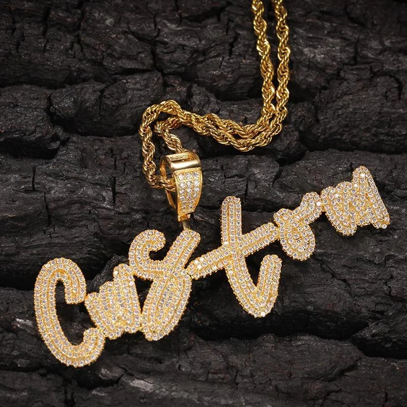 Custom Name Double-layer Overlapping Grass Font Pendant-VESSFUL