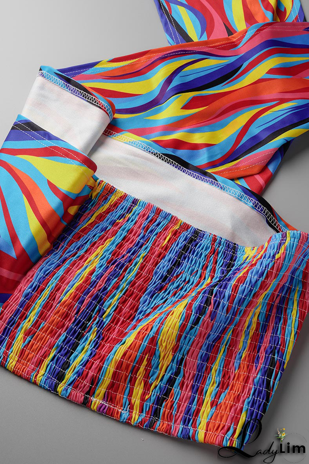 Colour Sexy Print Patchwork Strapless Sleeveless Two Pieces