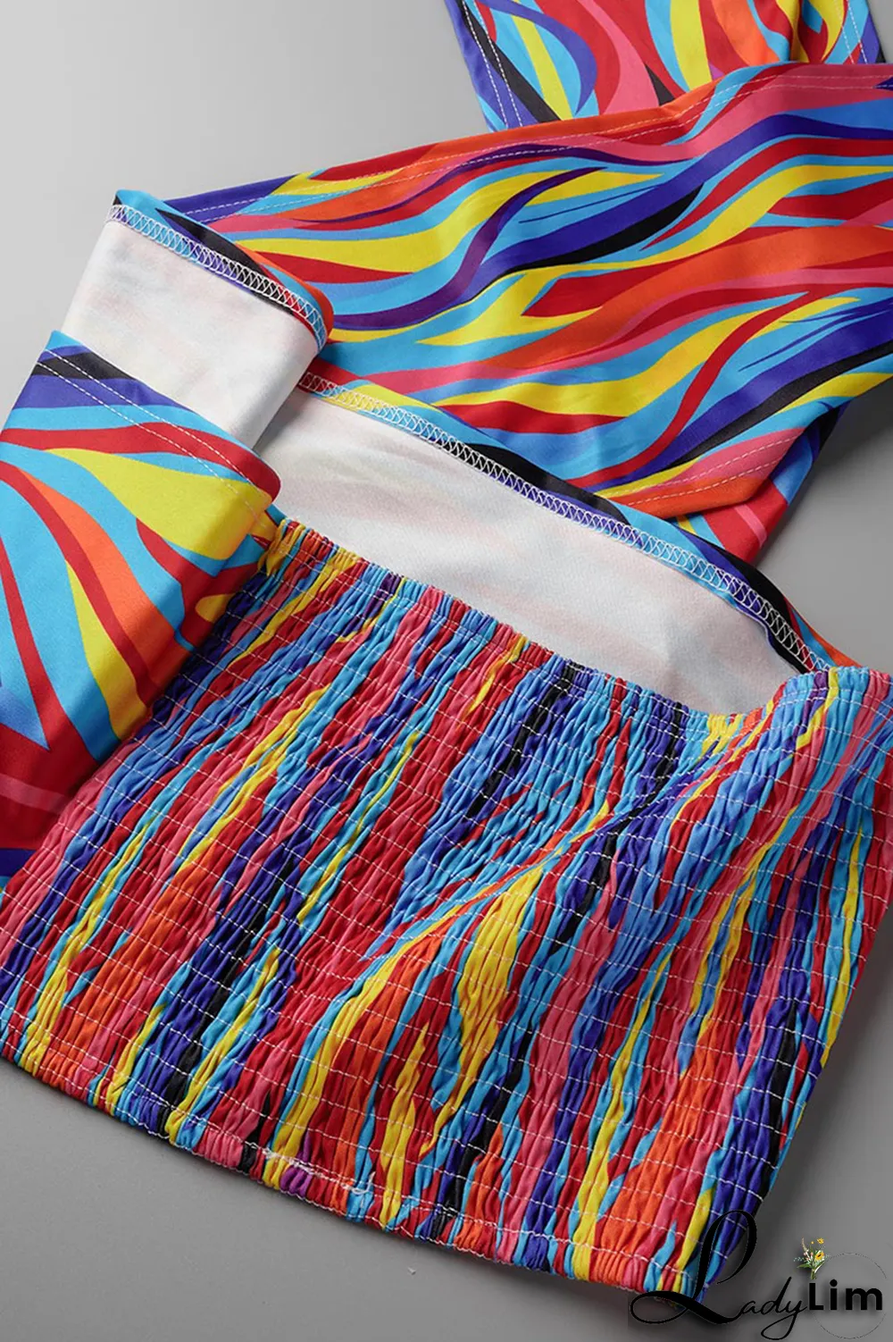 Colour Sexy Print Patchwork Strapless Sleeveless Two Pieces