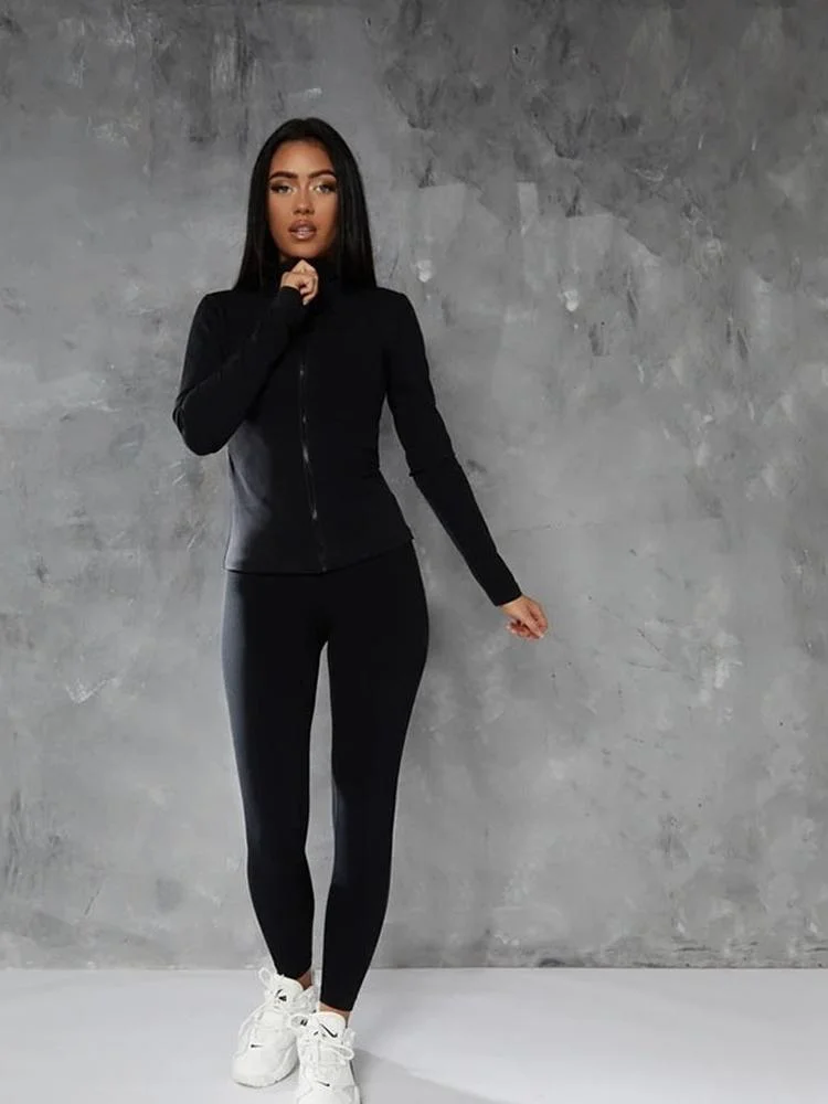 Women&#39;s Two Piece Tracksuit Set Long Sleeve Zipper Jacket with Sweatpants Sweatsuit Jogger Workout Set Activewear Skinny Outfits