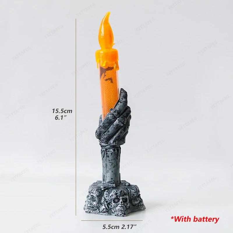 Halloween Candle Light LED Colorful Candlestick Table Top Decoration Horror Skull Ghost Party Halloween Party Home Bar Decor