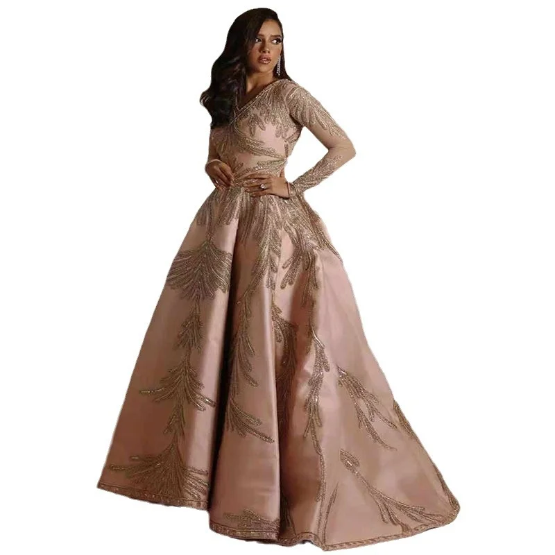 Uveng Uveng 2025 New Women's Dress Bright Cloth Hot Sleeve Long Skirt Banquet Sexy Evening Dress
