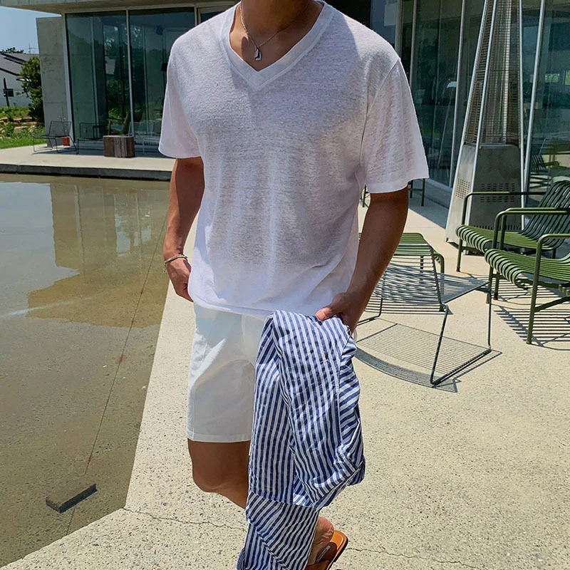 Casual Beach V-Neck T-Shirt-inspireuse