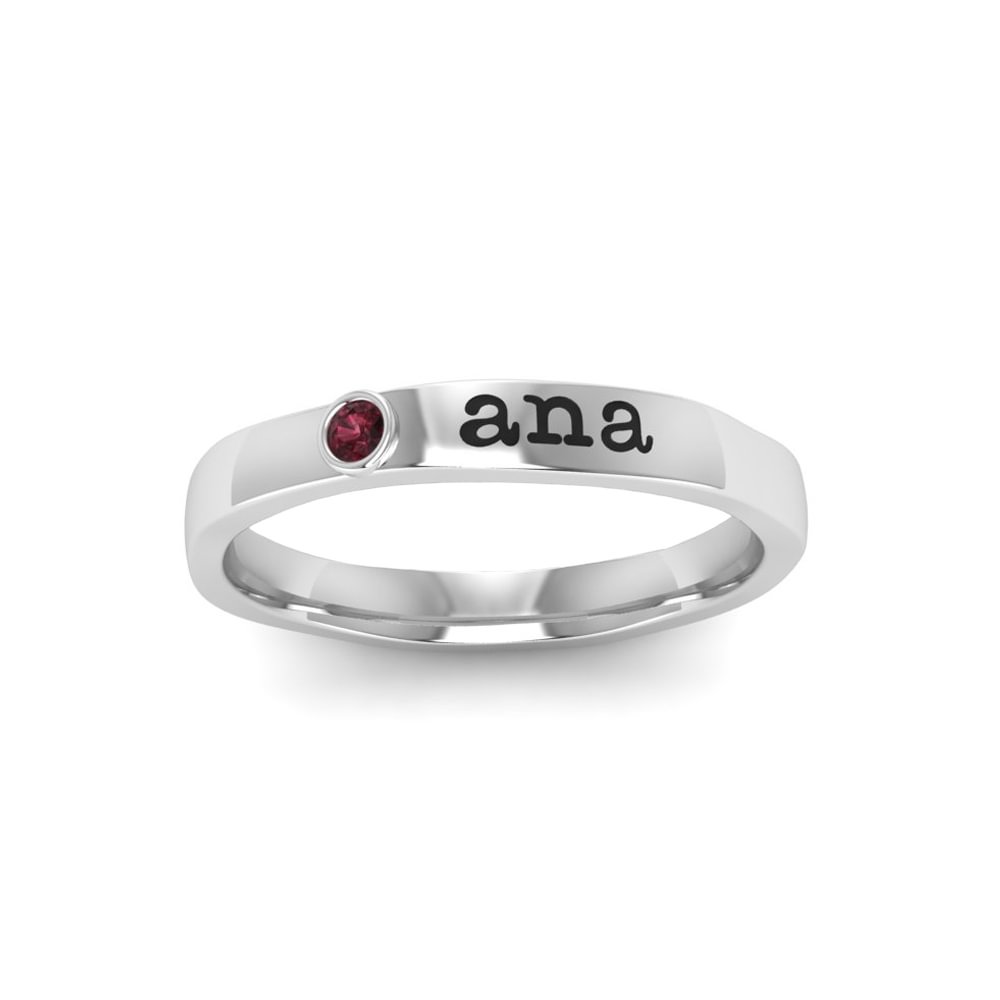 Engravable Name One Birthstone Name Ring  | Best Gift for Mom Wife Girlfriend Family