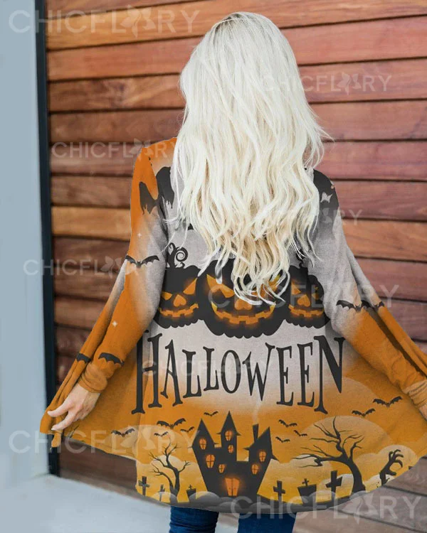 Women's Happy Halloween Print Loose Cardigan