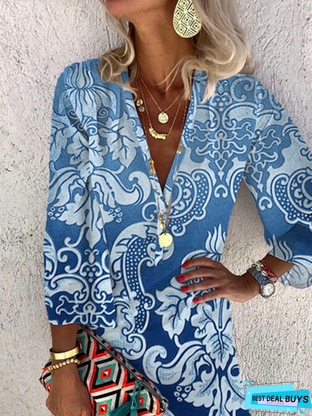 Loose V Neck Casual Dress