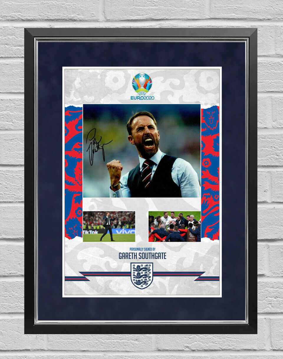 Gareth Southgate Signed & Framed 10X8 Photo Poster painting Mount England Euro 2020 AFTAL COA (B