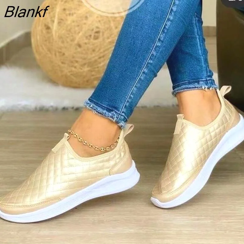 Blankf Sneakers 2023 Fall Selling Fashion Flat Sequins Round Toe Loafers Casual Versatile Luxury Pull-On Women's Vulcanized Shoes