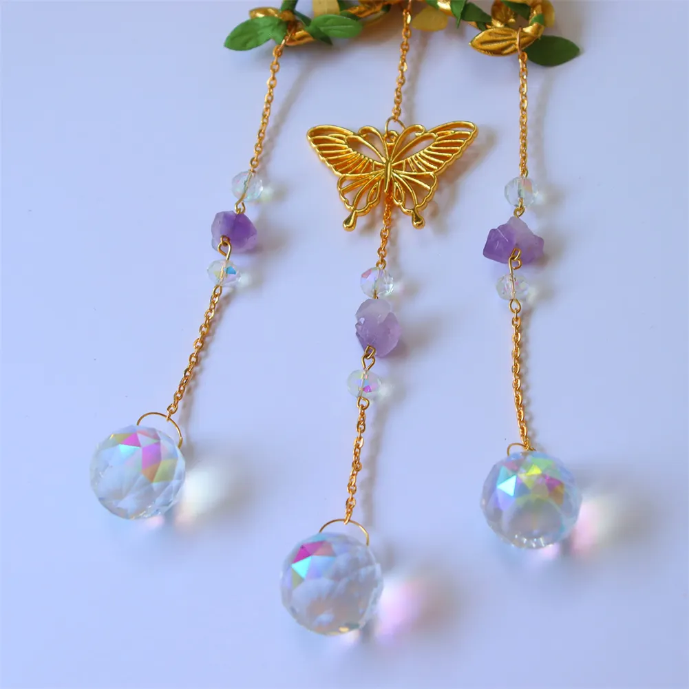 Crystal Wind Chime Prism Catchers Ornament Home Room Garden Decor (Star)