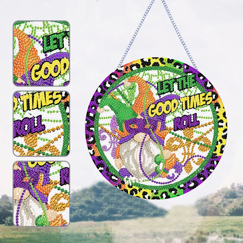 DIY St Patrick Mask Acrylic Wreath Diamond Painting Hanging Pendant Wall Decor