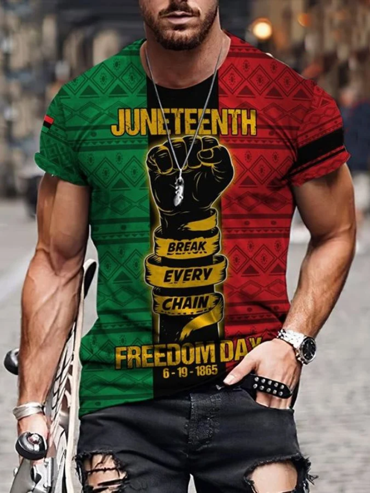Men's Breaking Every Chain Since 1865 Juneteent Black History Month Print T-Shirt wearshes