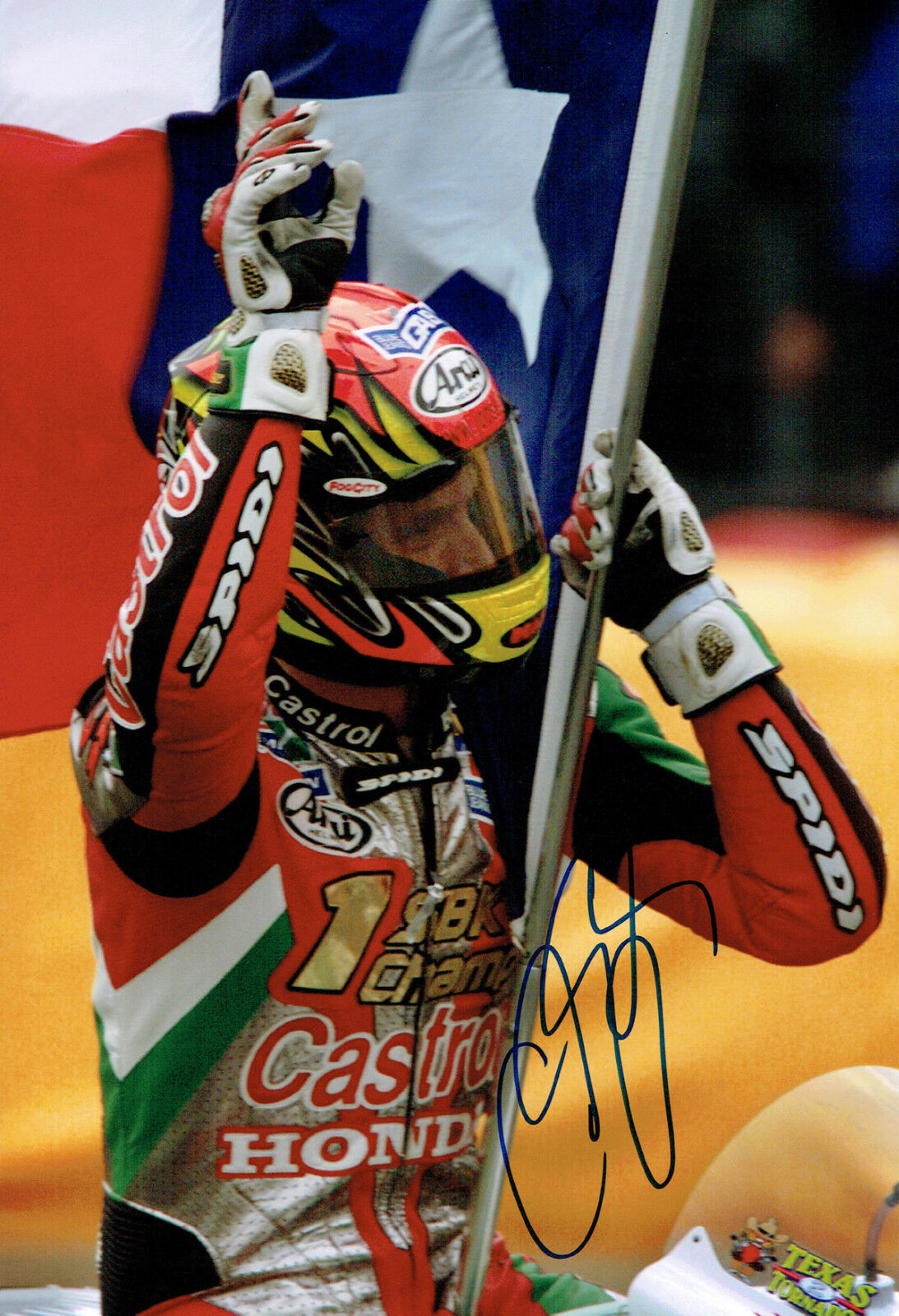 Colin EDWARDS SIGNED Photo Poster painting Autograph AFTAL COA Castrol Honda WSB Champion