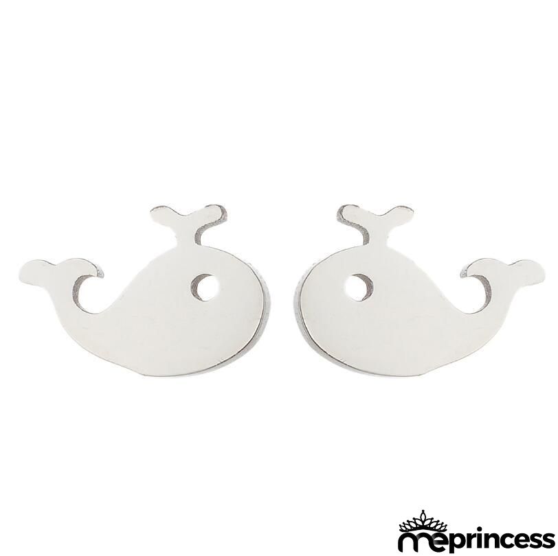 Women Fashion Hollow Eagle Owl Snake Dolphin Bee Giraffe Elephant Dog Cat Rabbit Fish Bird Penguim Stainless Steel Stud Earrings