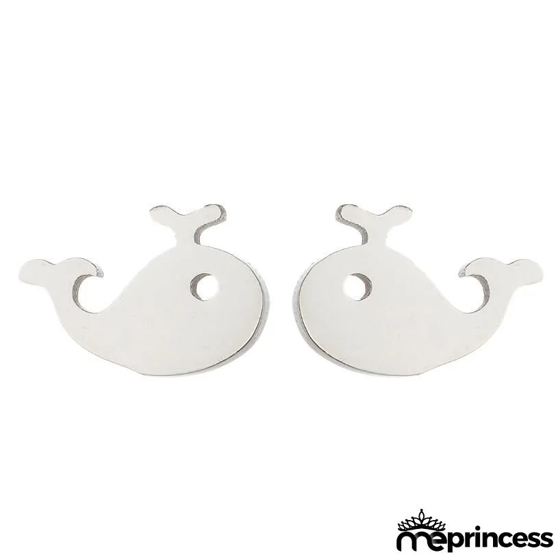 Women Fashion Hollow Eagle Owl Snake Dolphin Bee Giraffe Elephant Dog Cat Rabbit Fish Bird Penguim Stainless Steel Stud Earrings