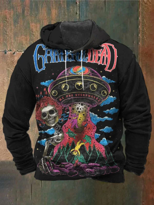 Unisex Skull Print Heavyweight Hoodies