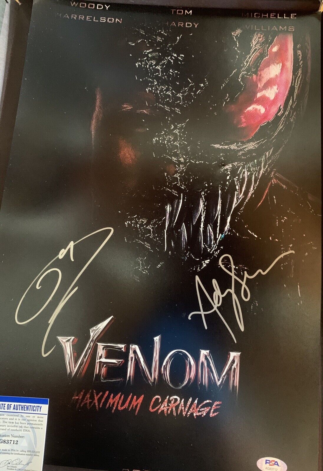 Tom Hardy Andy Serkis Signed Auto 12x18 Venom 2 Pic Photo Poster painting Poster Psa/dna Coa