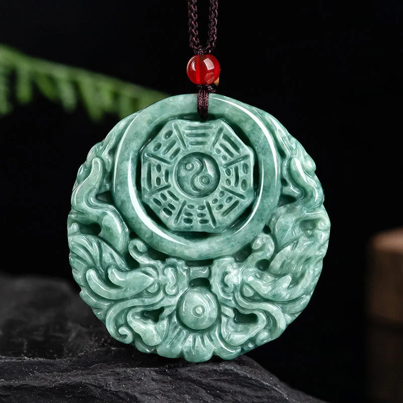 Dragon Jade Yin Yang Balance Necklace String Pendant