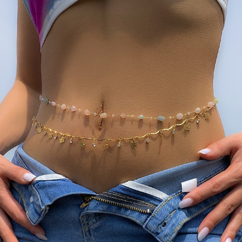 2Pcs/Set Butterfly Beach Bikini Women Belly Waist Chain Jewelry-VESSFUL