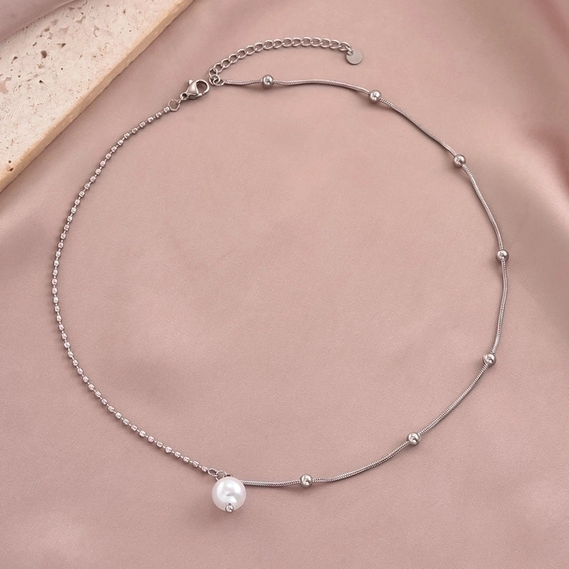 304 Stainless Steel Minimalist Polishing Geometric Pendant Necklace